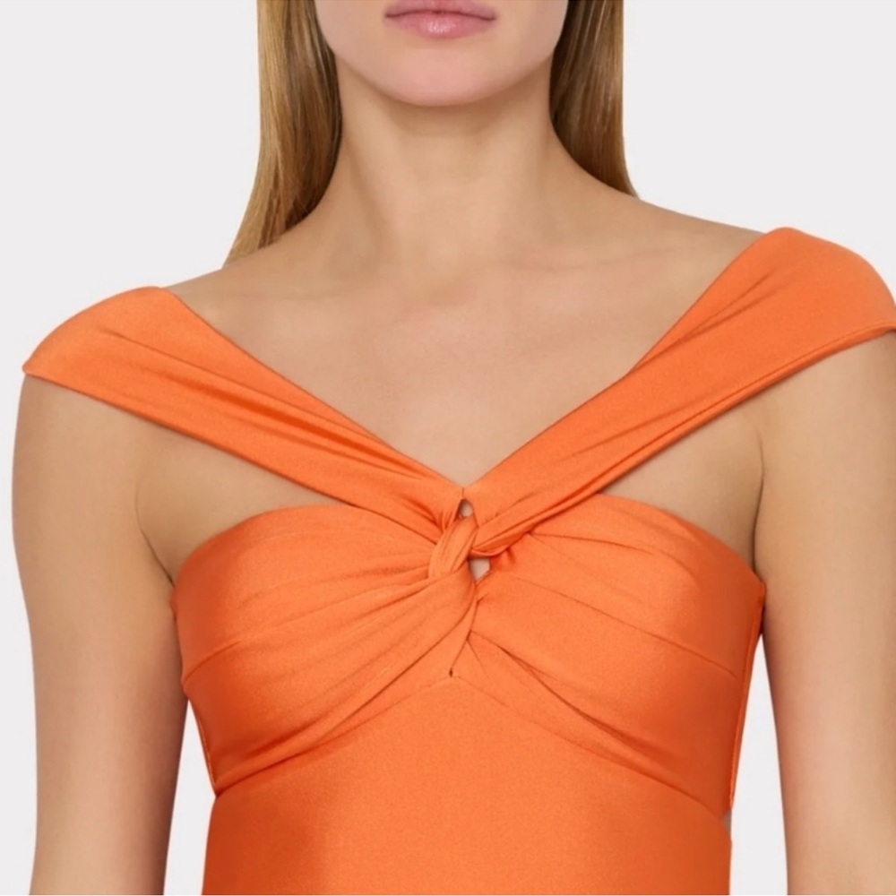 NEW Milly Betsy Gloss Bandeau One-Piece Swimsuit Large Orange Convertible Style - Picture 12 of 13